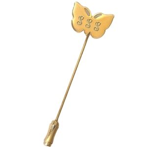 Vintage Gold Tone Butterfly Bug Stick Hat Pin "SSS" Monogram